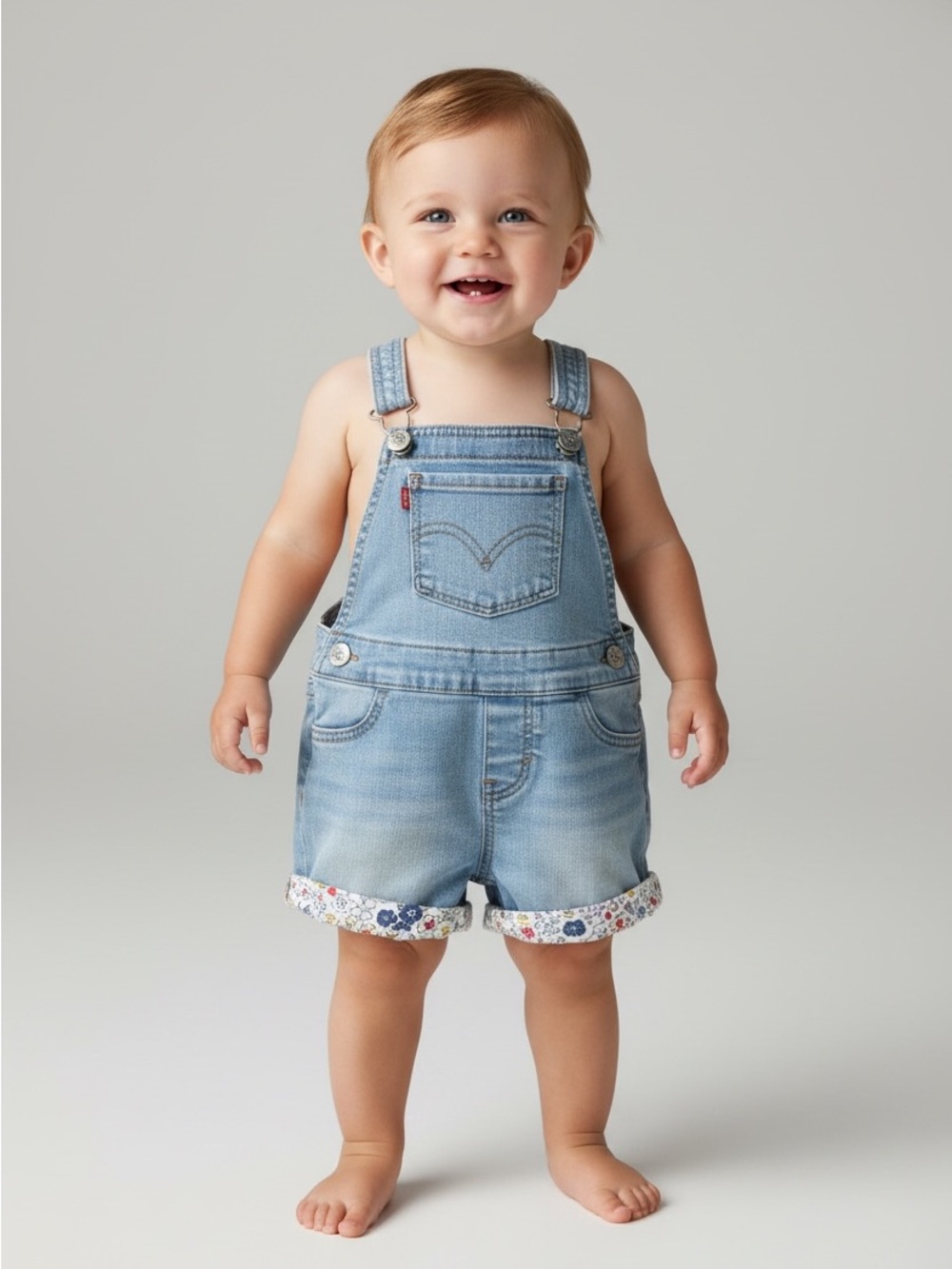 Levi's Light Blue Denim Short Overalls for Kids SKU021
